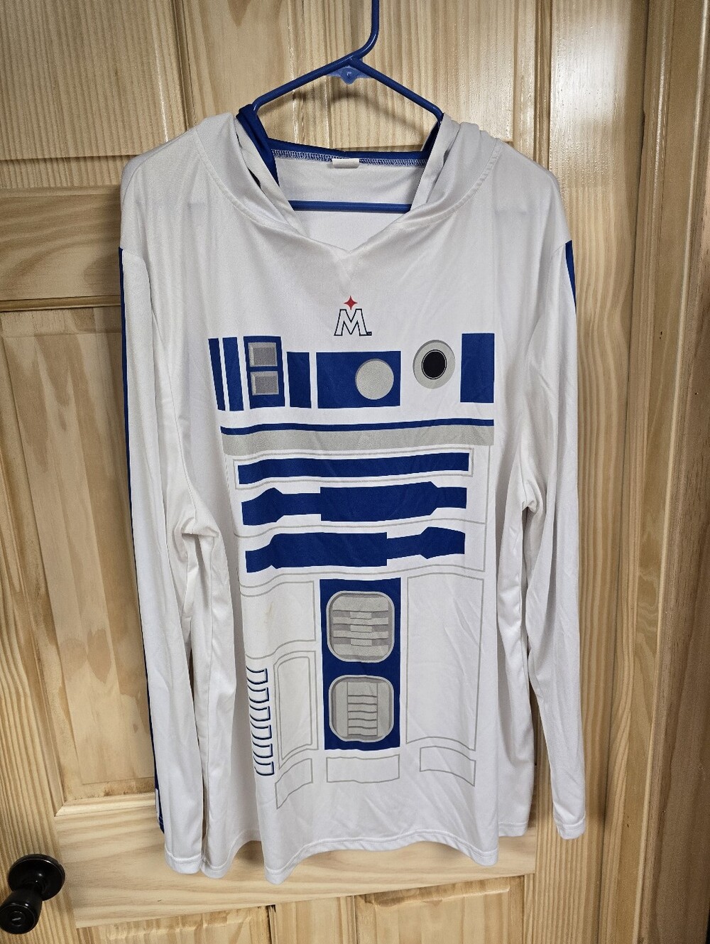 White & Blue Star Wars R2-D2 Hoodie Shirt